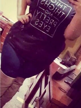 Women’s Black graphic shirt - thick thighs and pretty eyes